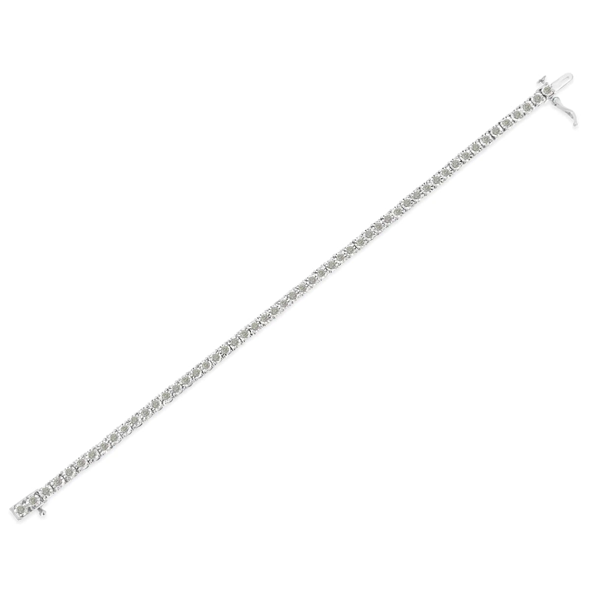 Pulsera de tenis con placa milagrosa engastada con ilusión de diamantes de 3,0 ct en plata esterlina 925 (color IJ, claridad I3) - 7"