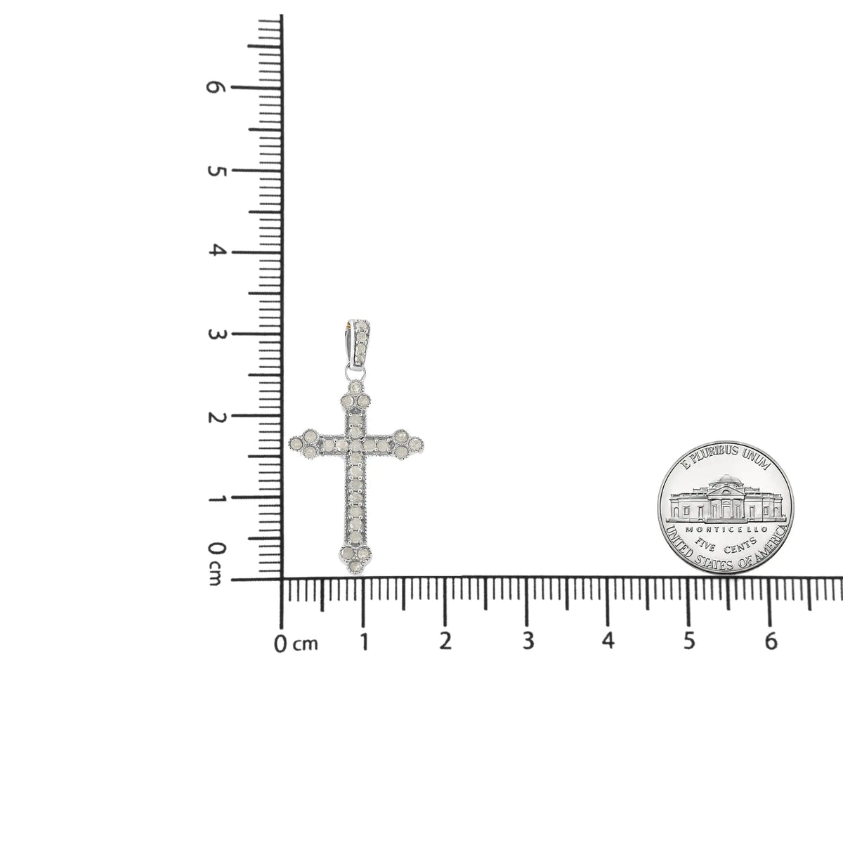 Collier pendentif croix diamant taille ronde en argent sterling 925 1/4 ct avec griffes de 18 po - (couleur IJ, qualité I3-Promo)