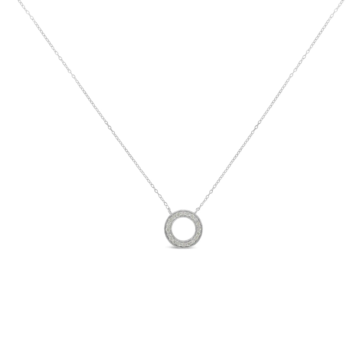 Collar con colgante circular de aro de diamantes de 1/6 ct en plata de ley 925 (IJ, I3-Promo)
