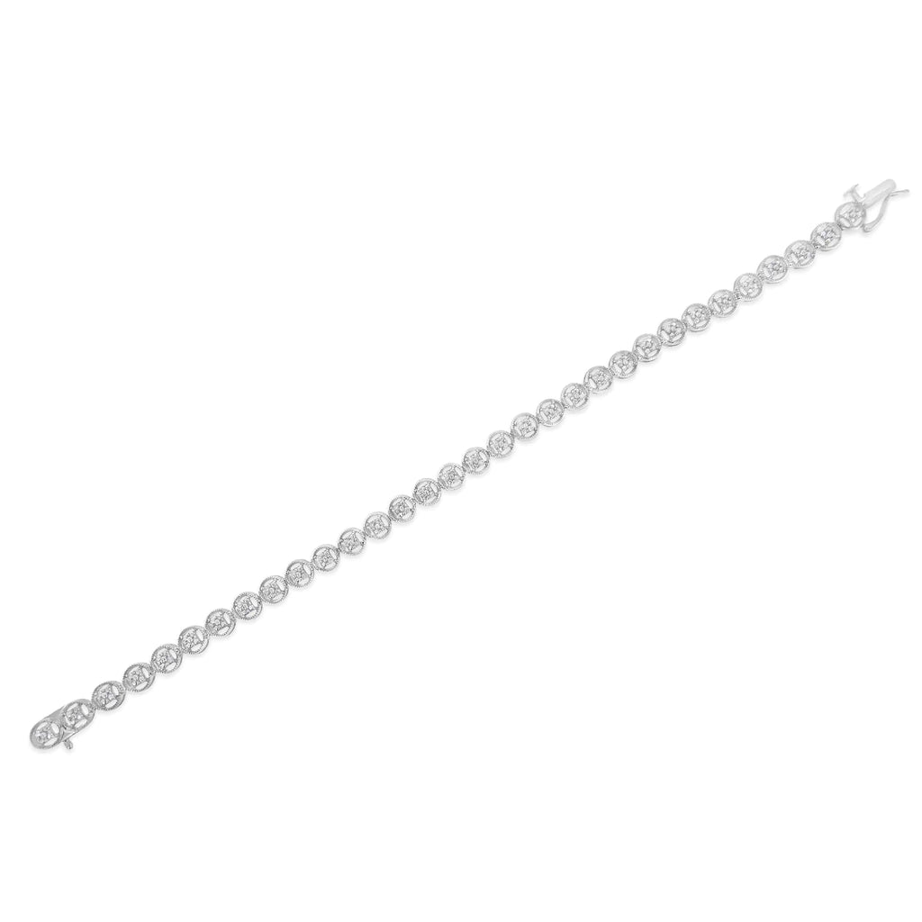 Pulsera de tenis con eslabones en forma de rueda de 7" y diamantes de 1/4 ct en plata esterlina 925 (color IJ, claridad I2-I3)