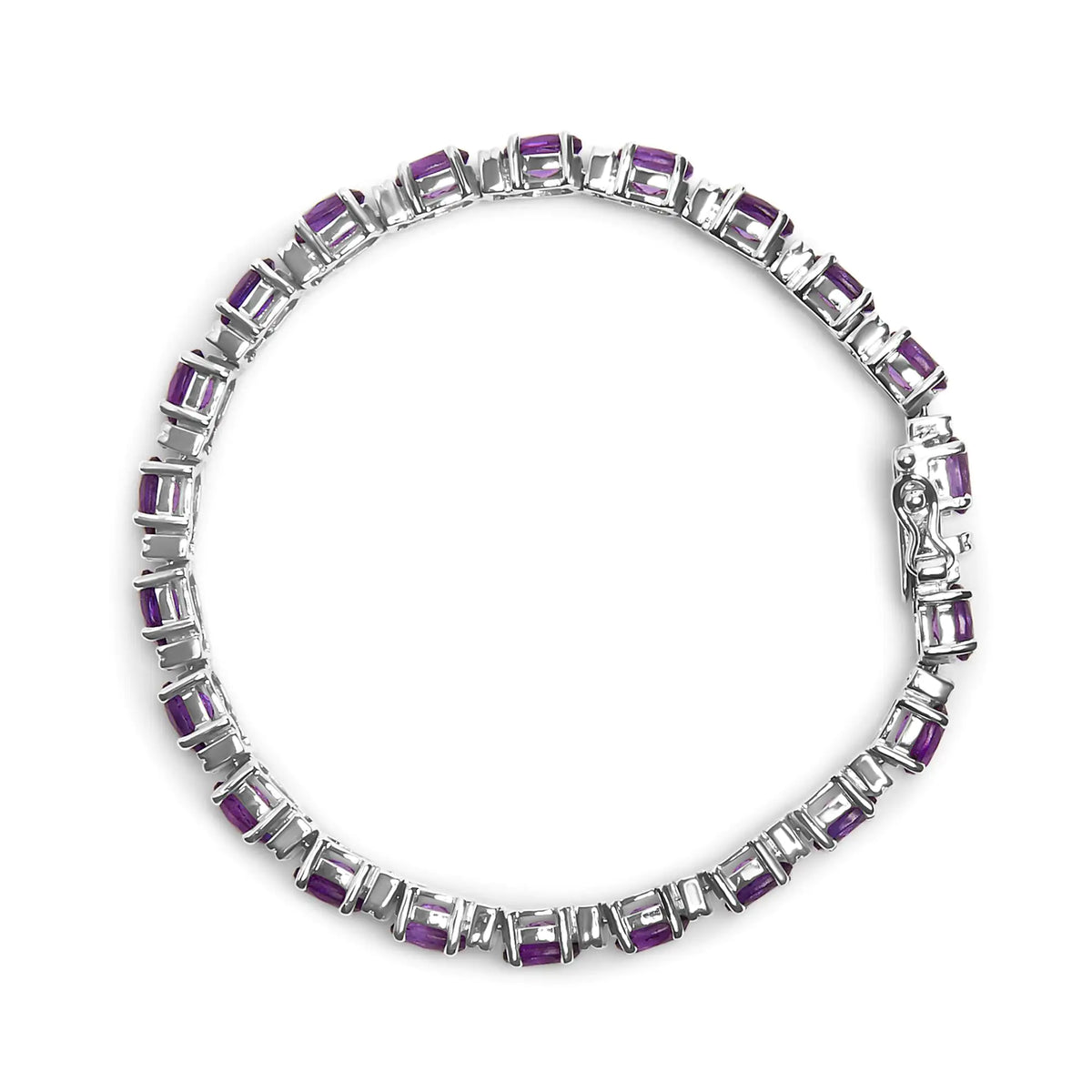 Bracelet tennis en argent sterling 925 avec améthyste ovale alternée et diamant blanc de 9 1/2 ct (couleur IJ, clarté I3) - 7,25 pouces