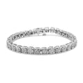 Pulsera de eslabones con diseño floral de diamantes redondos de 3,00 ct en plata de ley 925 (color IJ, claridad I3) - 7,25"
