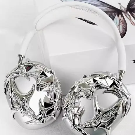 Funda para auriculares con líquido plateado