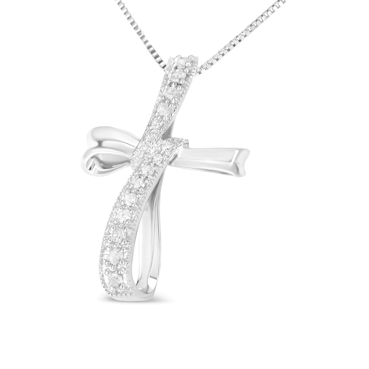 Collar con colgante de cruz de 18" envuelta en diamantes de 1/4 ct en plata esterlina 925 (color HI, claridad I-3)