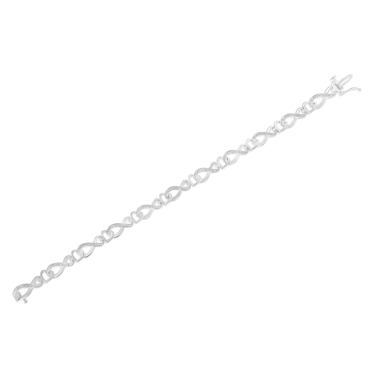 Bracelet tennis Infinity Heart en argent sterling 925 avec diamants 1/5 ct 7 po (couleur HI, clarté I2-I3)
