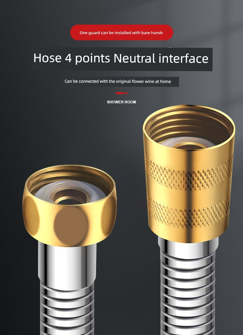 Shower Hose Explosion-Proof Shower Tube Boost Nozzle Refined Copper Neutral Connecting Pipe Water Heater Accessories Complete Collection Punch-Free