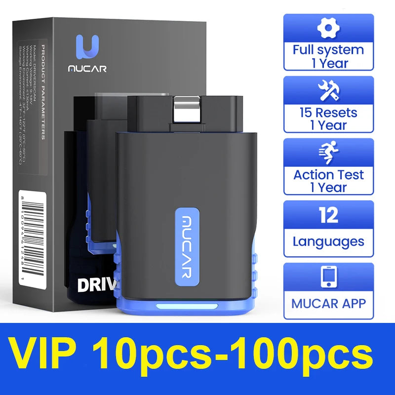 MUCAR DriverScan OBD2 Scanner Bluetooth, Bi-directional scan Tool OE Level All System Diagnostic Active Test 15 Service Function
