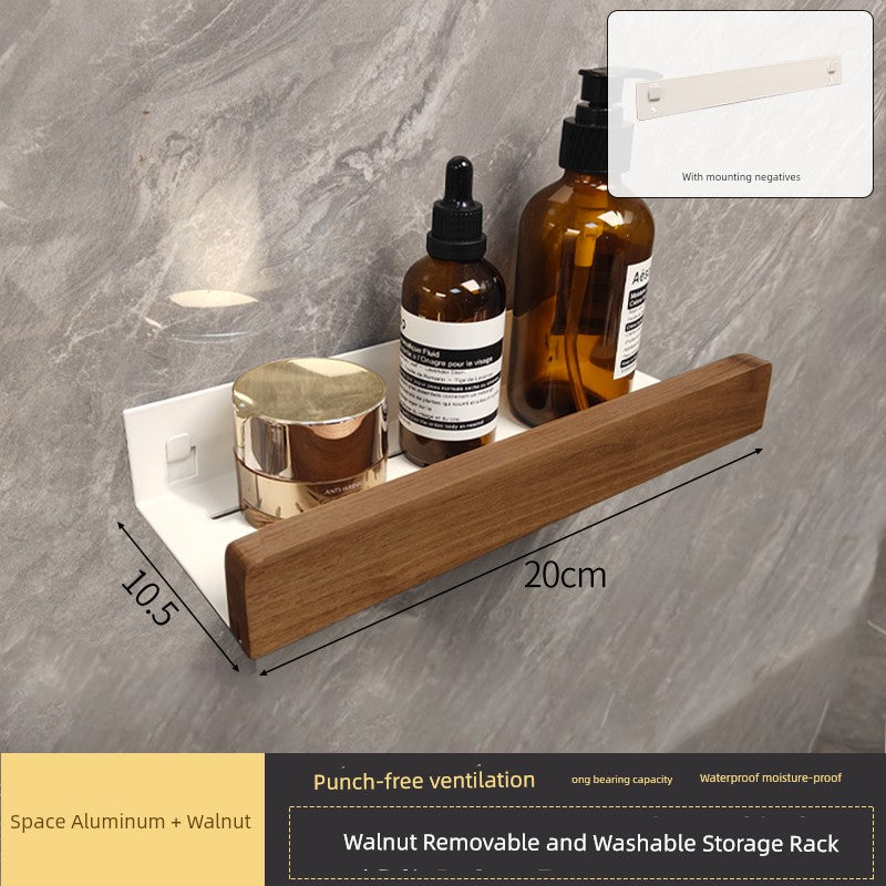 Punch-Free Kitchen Washstand Wall-Mounted Solid Wood Storage Rack