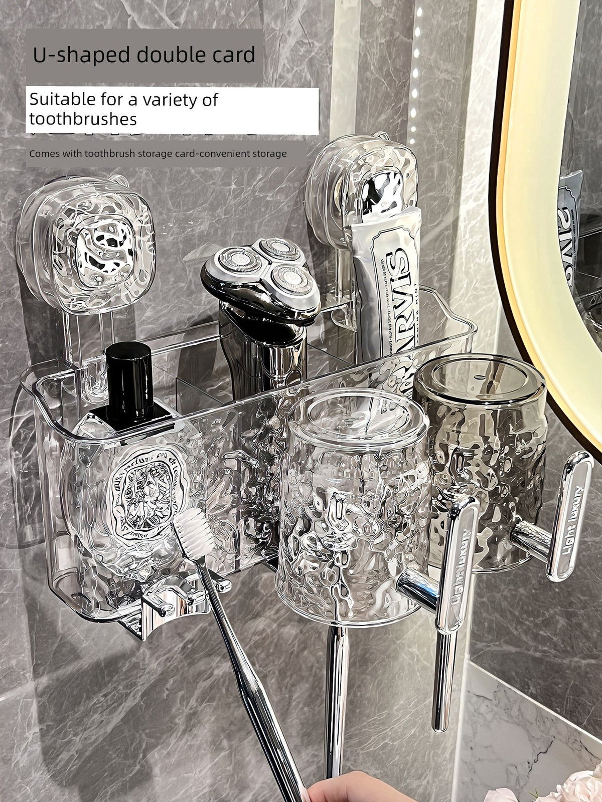 Suction Cup Toothbrush Rack Wall-Mounted No Punch Toothbrush Holder New Arrival Bathroom Tooth Cup Gargle Cup Shelf