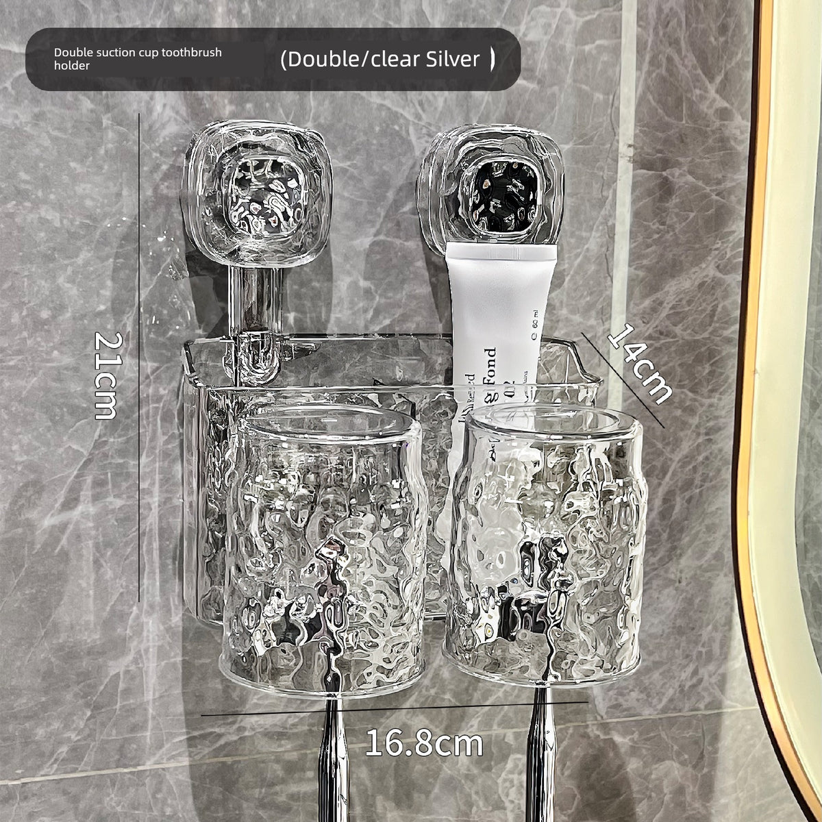 Suction Cup Toothbrush Rack Wall-Mounted No Punch Toothbrush Holder New Arrival Bathroom Tooth Cup Gargle Cup Shelf