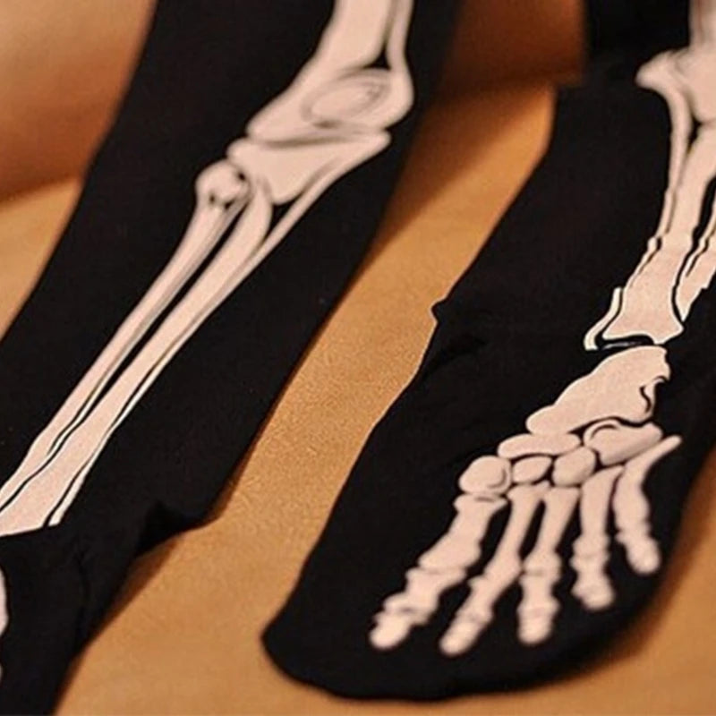 Women Horror Skeleton Bone Printed Tights Scary Terror Skull Halloween Themed Novelty Party Sexy Stockings Dropshipping