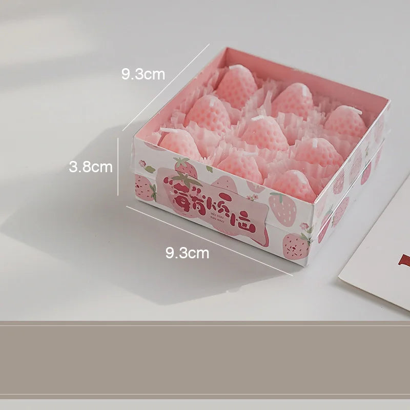 6/9pcs Strawberry Candles Soy Wax Aromatherapy Scented Candles Cake Party Home Decoration Creative Birthday Wedding Gift
