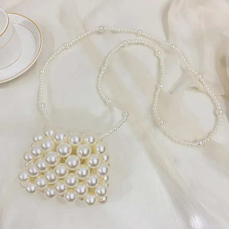 Fashion Handmade Pearl Coin Purse Children Crossbody Bag Girls Summer Party Shoulder Bags Kids Sweet Korean Mini Wallet Handbags