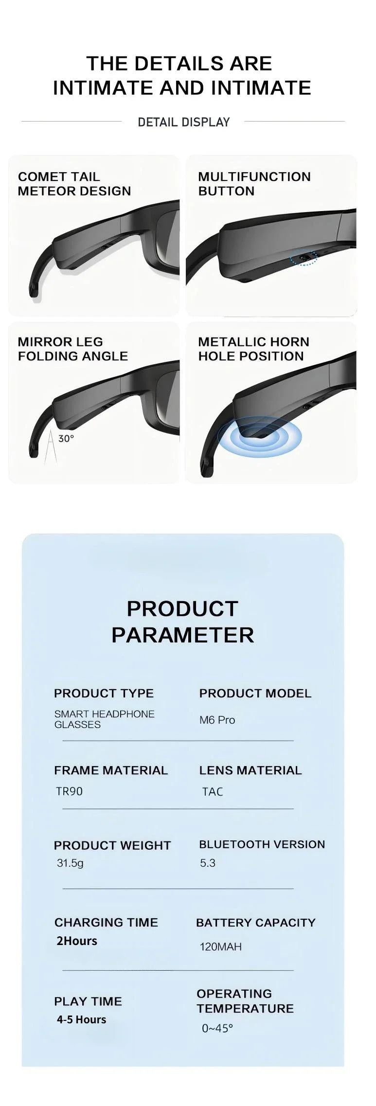 Smart Bluetooth Glasses 5.0 with Call and Music Waterproof Outdoor Cycling Sunglasses for Sports Running Hiking Men Women