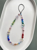 HERLOOK Butterfly Phone Charm Strap Crystal Cube Beaded Flower Phone Chain Y2K Accessories Mix-Color Resin Cellphone Lanyard