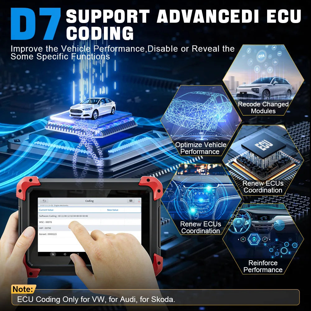 XTOOL D7 All System Car Diagnostic Tools Bidirectional Scanner ECU Coding Automotive Scanner 38+ Services Add CANFD Functions