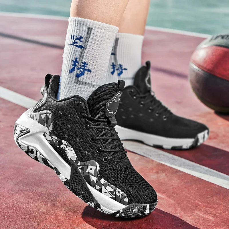 Men's Basketball Shoes Breathable Cushioning Non-Slip Wearable Runing Shoes Gym Training Athletic Basketball Sneakers for Women