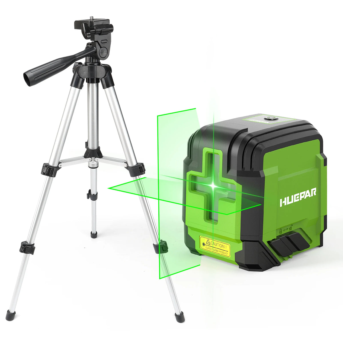 Huepar 2 Lines Laser Level Osram Green Beam Self-Leveling Horizontal & Vertical Cross Line Laser Leveling Tools Set With Tripod
