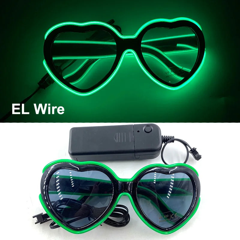 Novelty Fluorescent Luminous Glasses LED Light Up Rave Glasses Concert Supplies Neon Glowing Disco Glasses Props