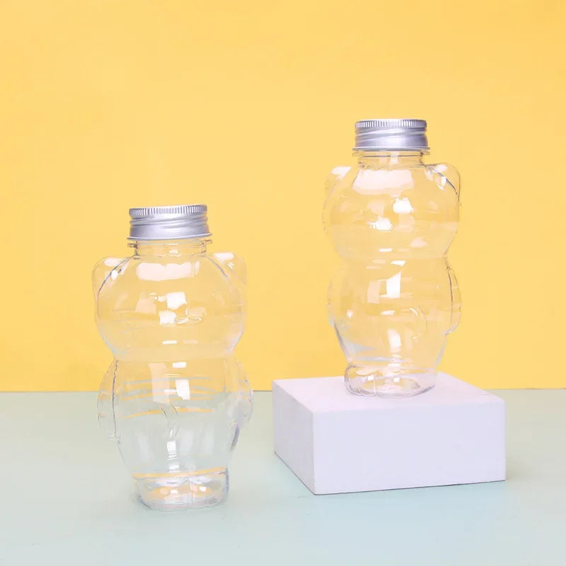 Cat Kawaii Water Bottles for Milk Tea Coffee Juice Portable Drinking Cup Home Transparent Juicing Beverage Drink Bottle BPA Free