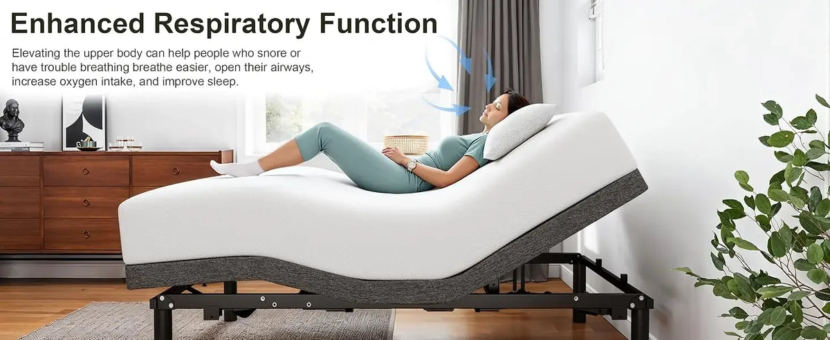 Queen Size Adjustable Bed Base, Wireless Remote Control, Whisper Quiet Durable Motor, Independent Head and Foot Inclin