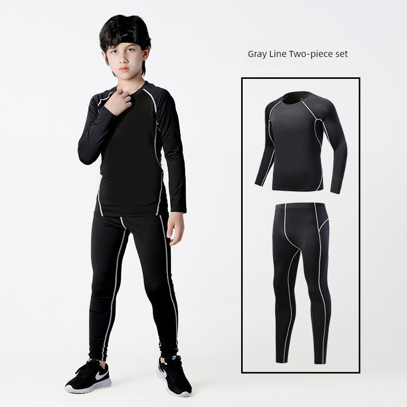 Kids Basketball Bodysuit Training Wear Boys Football Sports Quick Drying Clothes Suit Fall and Winter Running Base Clothing Fleece-lined