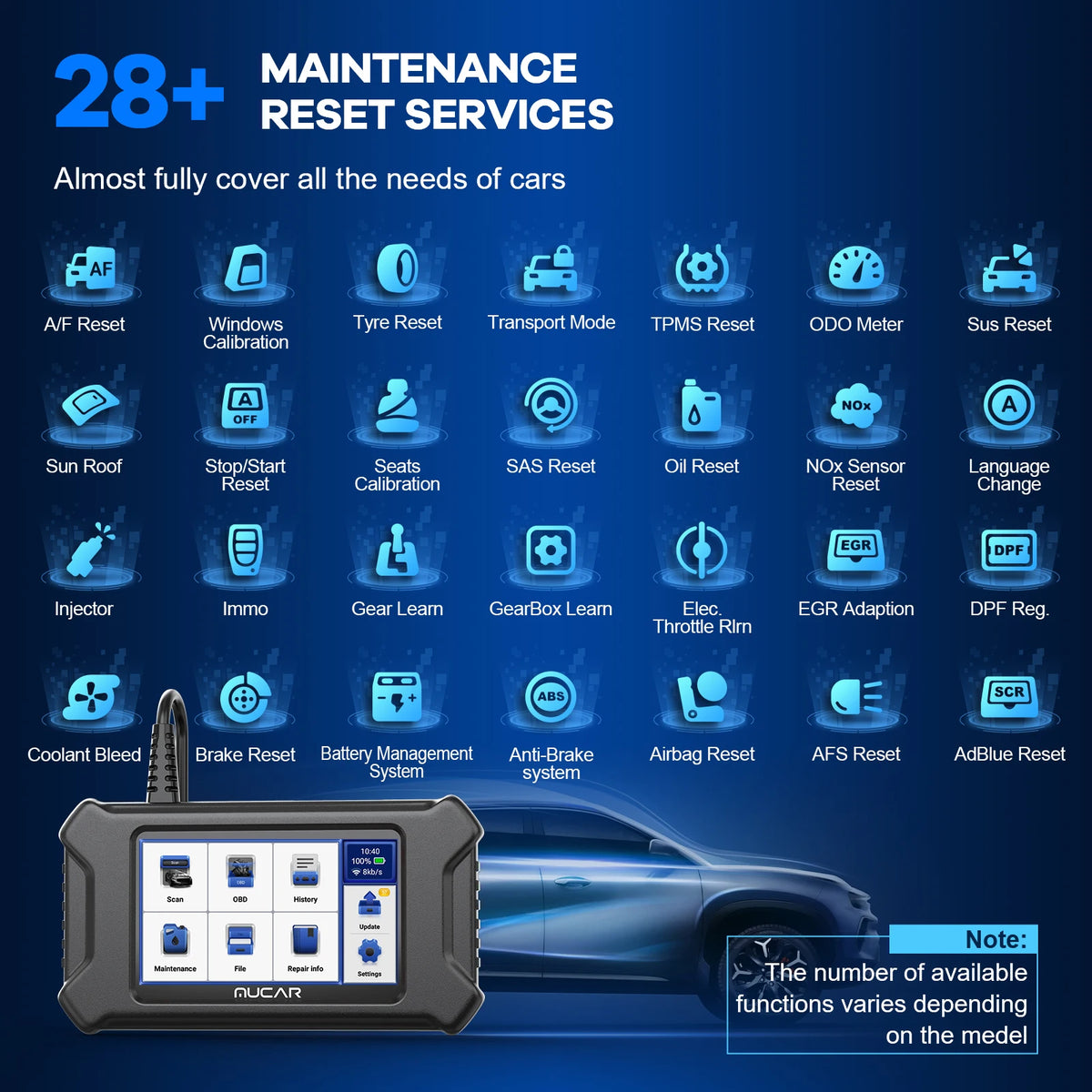 MUCAR CS90 Diagnostic Tools With 28 Reset Services Lifetime Free Auto Tools Engine System Diagnostic Scanner With 5inch Screen