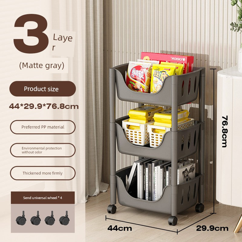 Multi-Layer Fruit and Vegetable Living Room and Bathroom Bookshelf Mobile Trolley