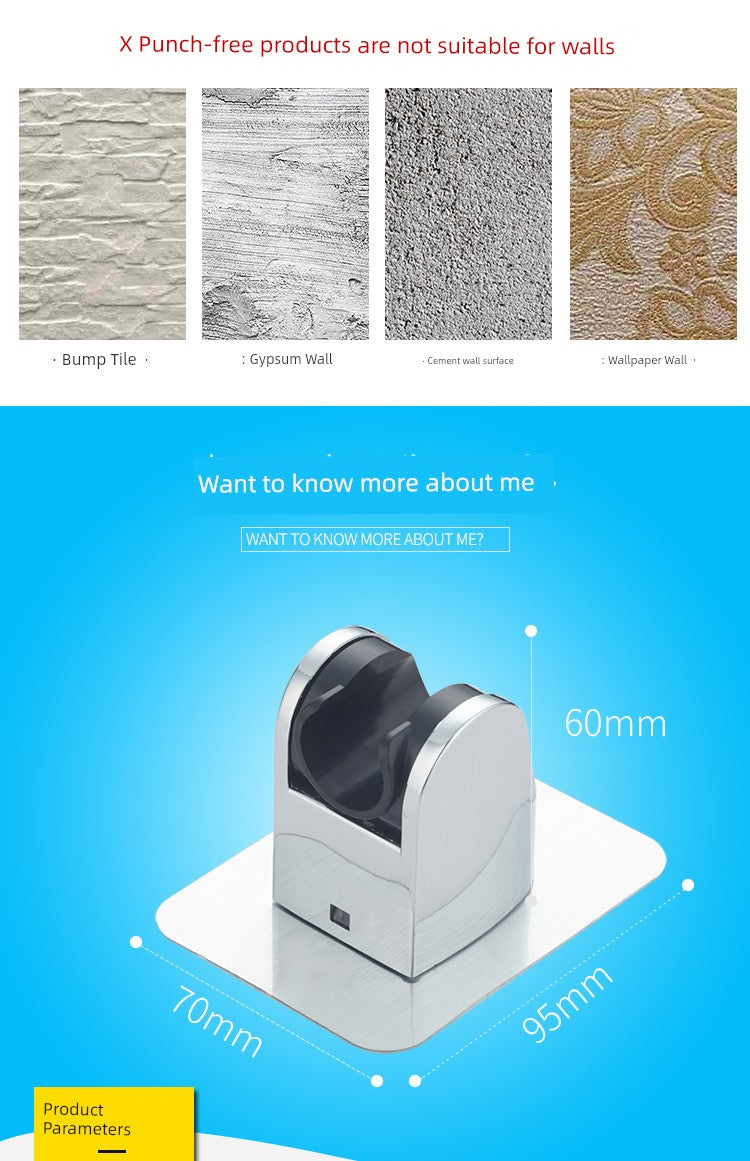 Shower Bracket Punch-Free Fixed Base Shower Nozzle Adjustable Rain Suction Cup Bathroom Shower Head Accessories