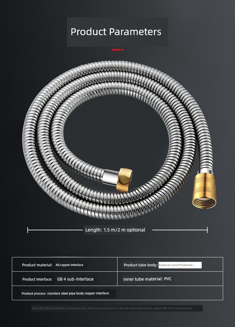 Shower Hose Explosion-Proof Shower Tube Boost Nozzle Refined Copper Neutral Connecting Pipe Water Heater Accessories Complete Collection Punch-Free
