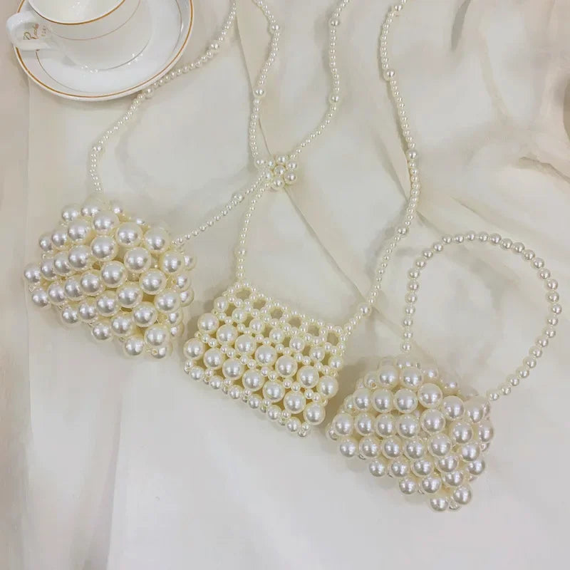 Fashion Handmade Pearl Coin Purse Children Crossbody Bag Girls Summer Party Shoulder Bags Kids Sweet Korean Mini Wallet Handbags