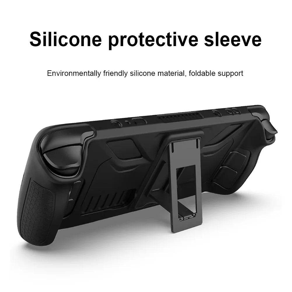 Silicone Case For Steam Deck OLED Game Console Full Protection with Bracket Cover Shell Anti-fall Protective Case for Steam Deck