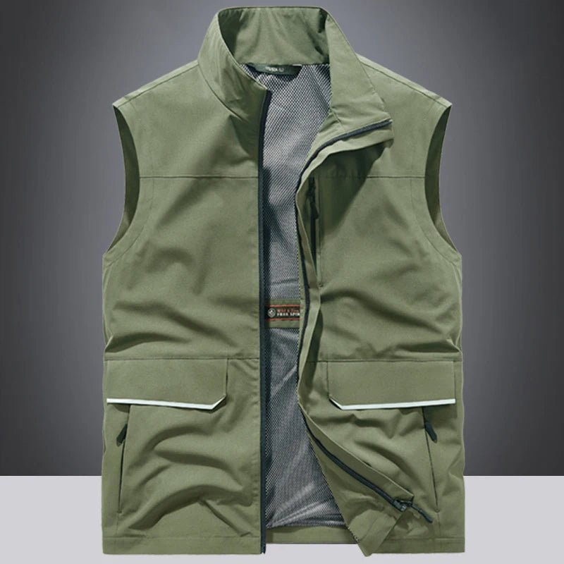 Top Quality Outdoor Professional Reflective Vests Men Summer Multi-pocket Zipper Light Casual Hiking Fishing Cycling Safety Vest