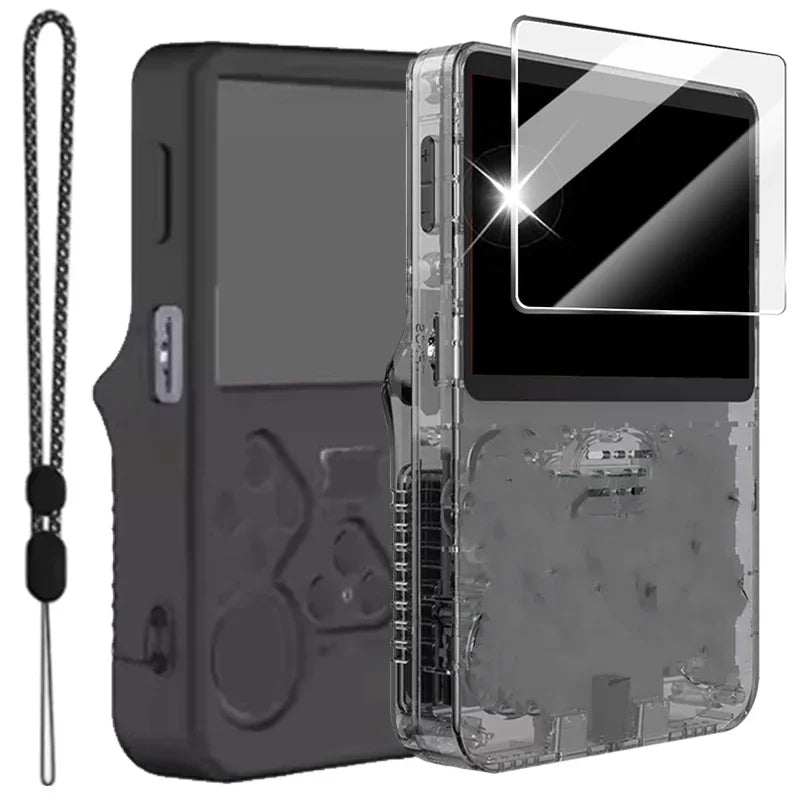 Case With Lanyard For R36S Console Soft Silicone Skin Shell Cover Full Protection Anti-Scratch Protector Game Accessories