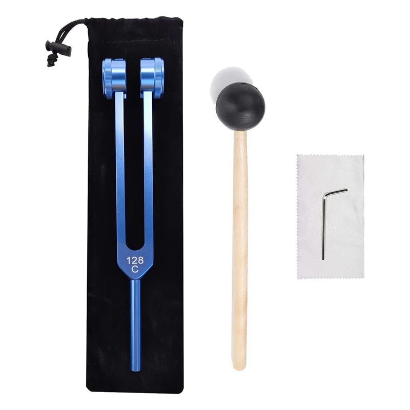 128Hz Aluminum Alloy Tuning Fork With Hammers For Nervous System Testing Sound Healing Therapy Health Care