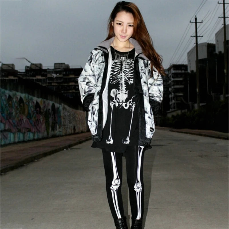 Women Horror Skeleton Bone Printed Tights Scary Terror Skull Halloween Themed Novelty Party Sexy Stockings Dropshipping