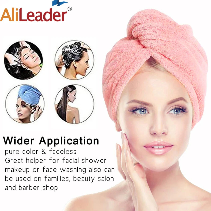 Bath Towel And Turban Hair Towel For Women With Lovely One Pocket Wearable Microfiber Towels 2 Pcs/Set Bathroom Accessories