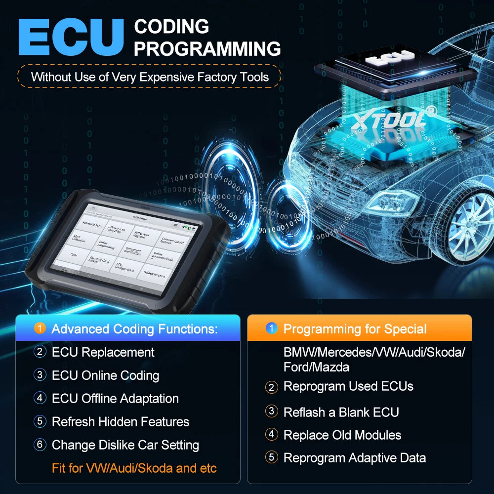 XTOOL InPlus IP919PRO BT Car Diagnostic Tool ECU Programming FCA CANFD DOIP Bi-directional ECU Coding Topology Map 42+ Services