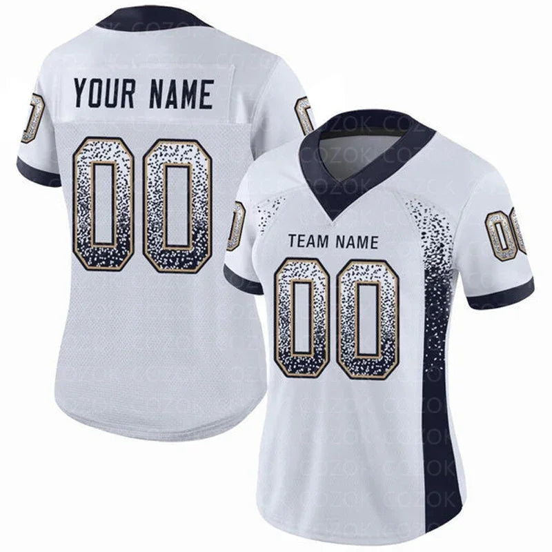 White Grey Customized Football Jersey for Men Women Football Short Sleeves Athletic Unisex Tee Shirts