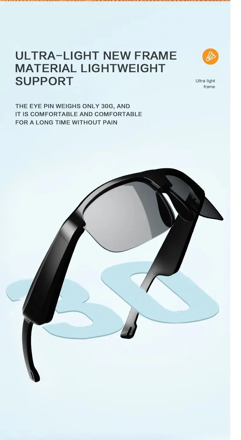 Smart Bluetooth Glasses 5.0 with Call and Music Waterproof Outdoor Cycling Sunglasses for Sports Running Hiking Men Women