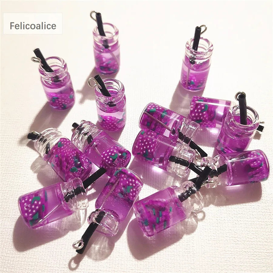 8pcs Dollhouse Miniature Food Mini Resin Fruit Bottle Simulation Drinks Model Toys Fruit Drink Play Dollhouse Dolls Accessories
