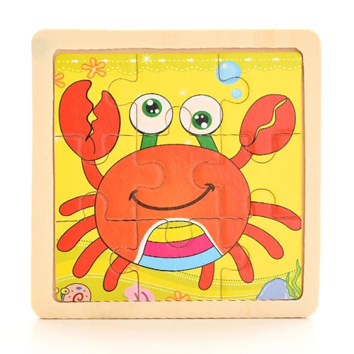 Baby Wooden Montessori Puzzle Child Game Wooden Puzzle 3D Cartoon Animal Puzzle Babies Toys Puzzles For Kids 1 2 3 Year Old