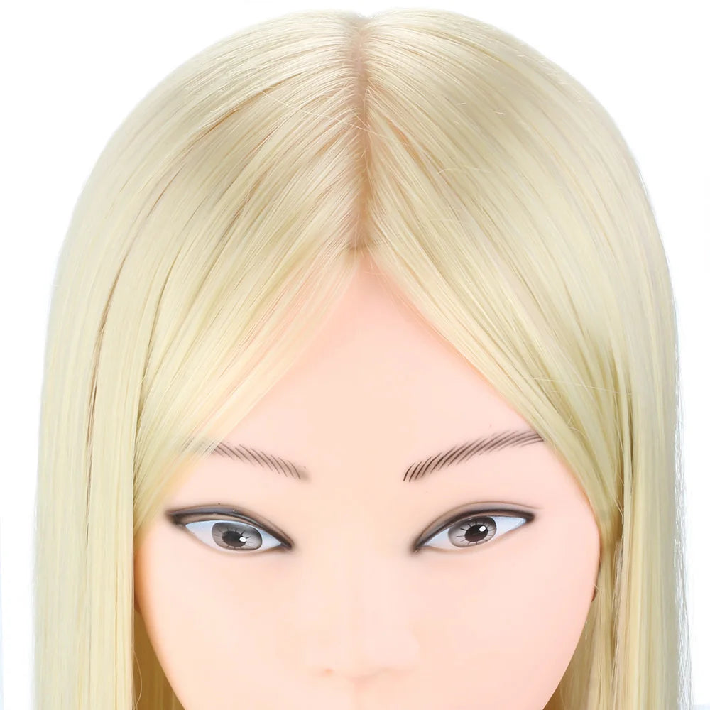 Mannequin Heads With Hair Hairdressing Training Braiding Head Cosmetology Mannequin Head Dikk for Hairdresser 75cm Silver