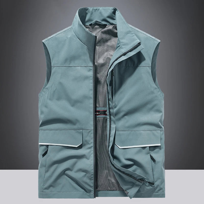 Top Quality Outdoor Professional Reflective Vests Men Summer Multi-pocket Zipper Light Casual Hiking Fishing Cycling Safety Vest