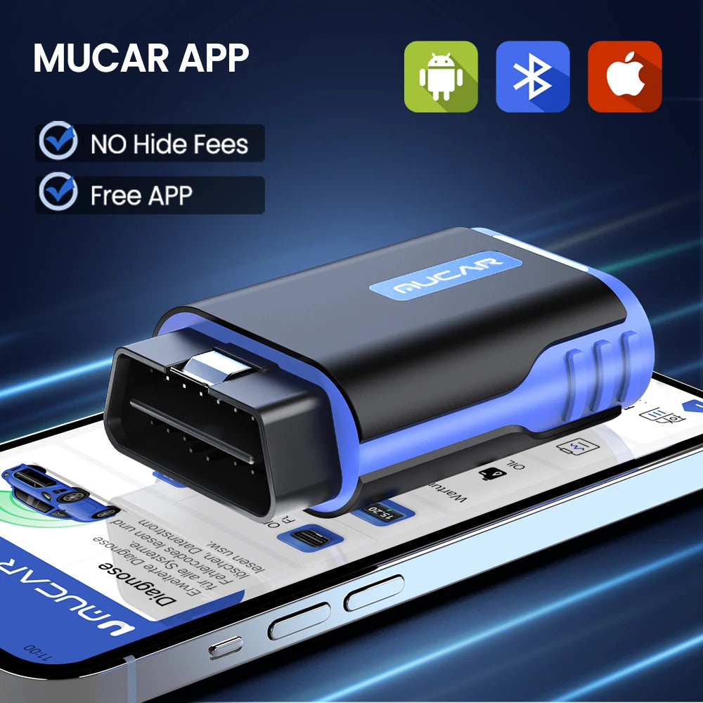 MUCAR DriverScan OBD2 Scanner Bluetooth, Bi-directional scan Tool OE Level All System Diagnostic Active Test 15 Service Function