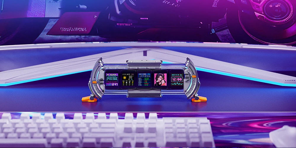 Divoom Times Gate - Cyberpunk Gaming Setup Digital Clock with Smart APP Control, WiFi Connect, RGB LED Display,