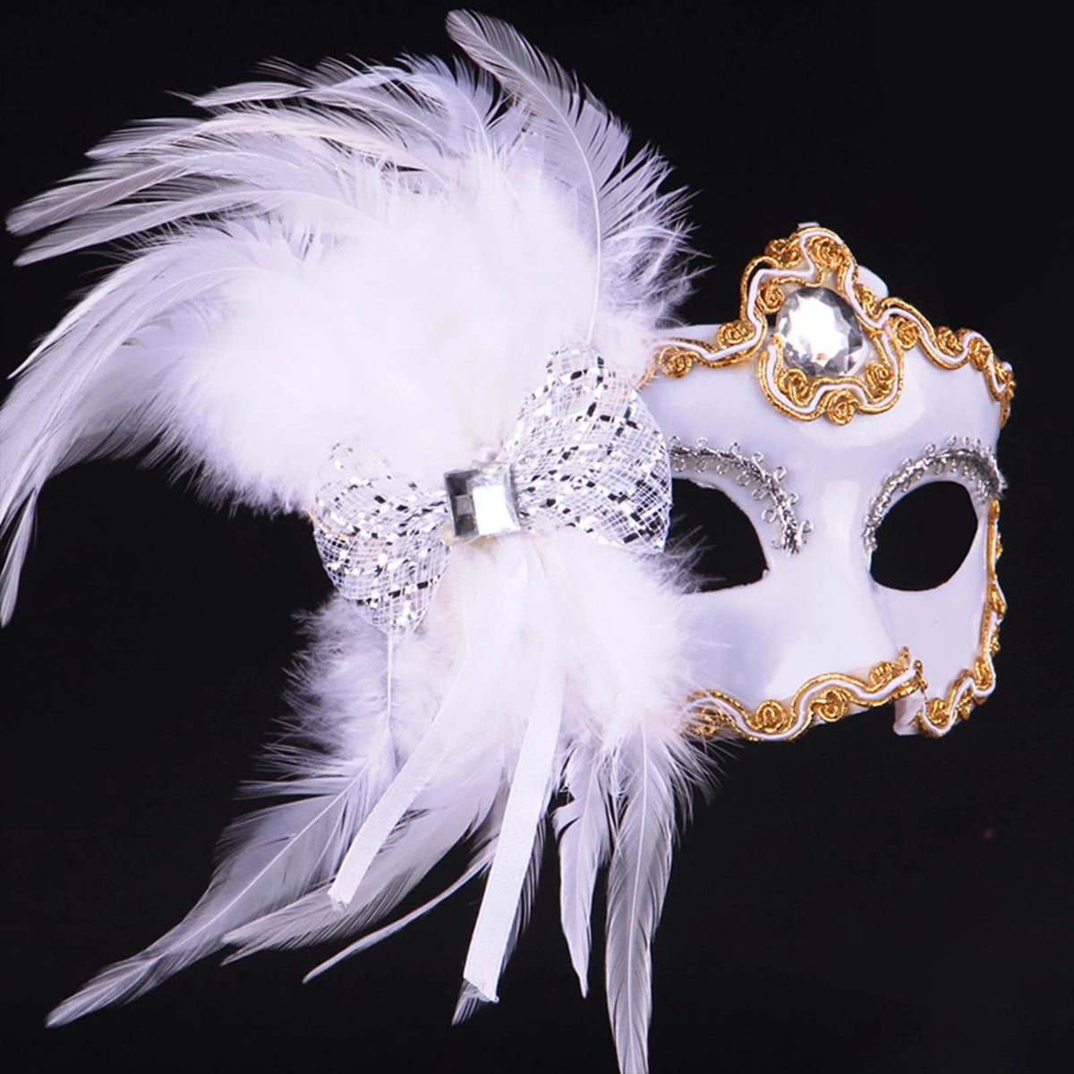 Carnival Masquerade For Women's Faux Feather Party Face Mask Novelty Halloween Christmas Easter Cosplay Party Prom Mask