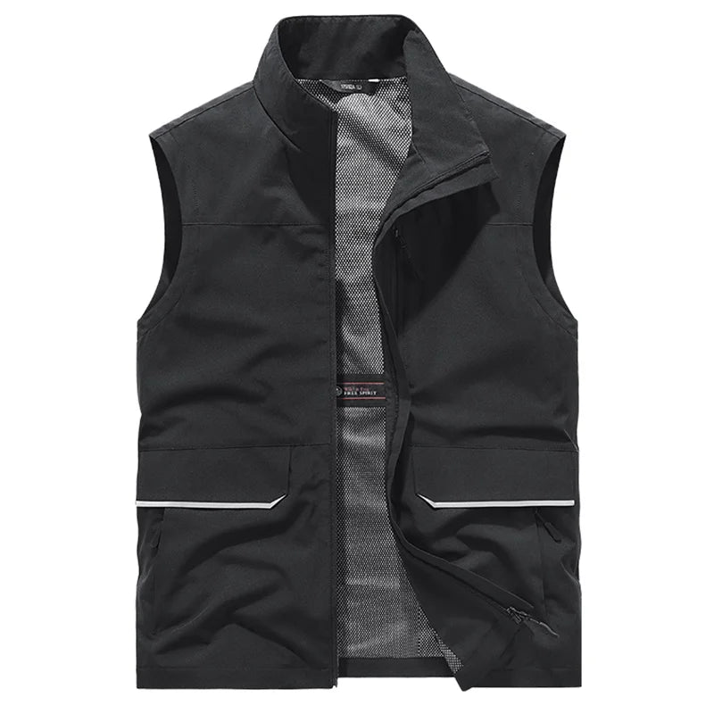 Top Quality Outdoor Professional Reflective Vests Men Summer Multi-pocket Zipper Light Casual Hiking Fishing Cycling Safety Vest