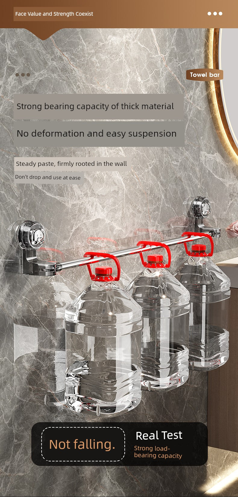 Suction Cup Towel Rack Bathroom Punch-Free Bathroom Retractable Towel Bar Storage Rack Bathroom Bath Towel Storage Rack