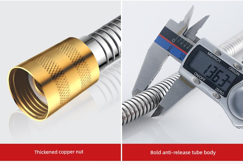 Shower Hose Explosion-Proof Shower Tube Boost Nozzle Refined Copper Neutral Connecting Pipe Water Heater Accessories Complete Collection Punch-Free